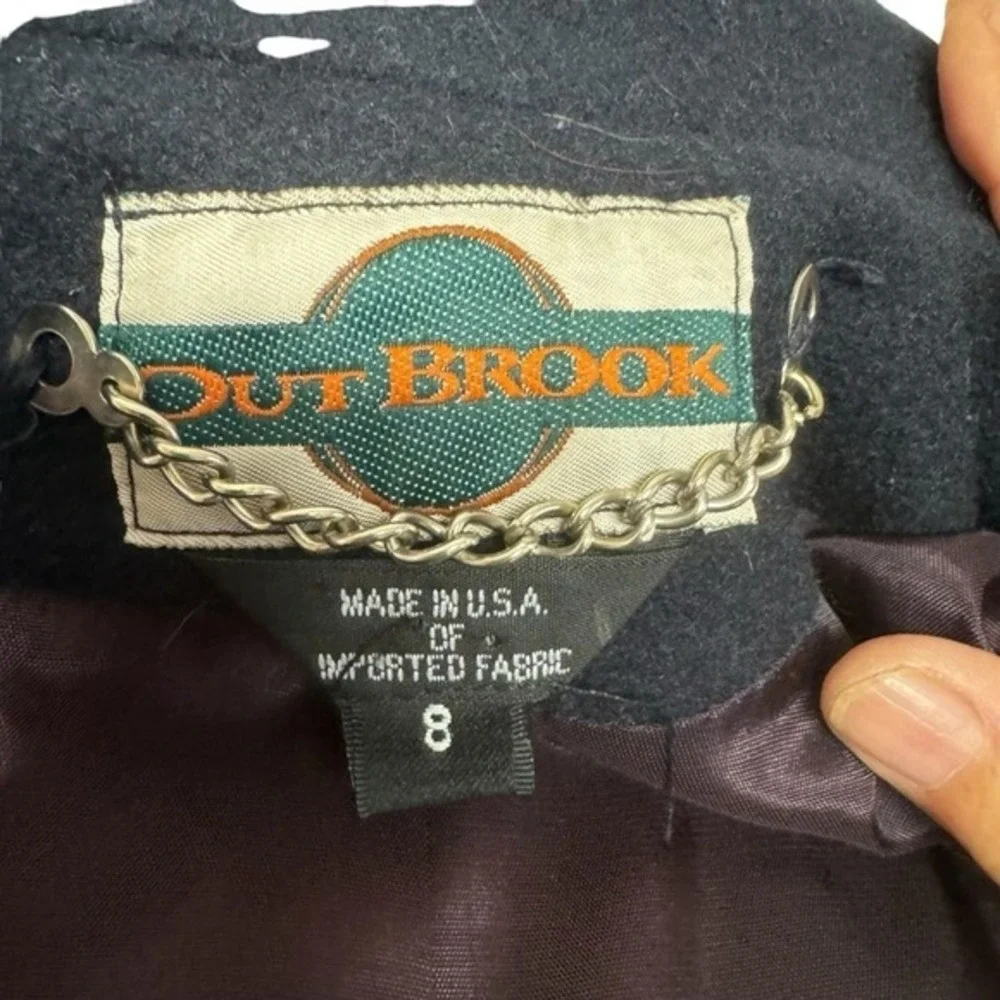 Out Brook Womens Navy Blue Wool Blend Double Breasted Pea Coat Jacket Size 8 USA